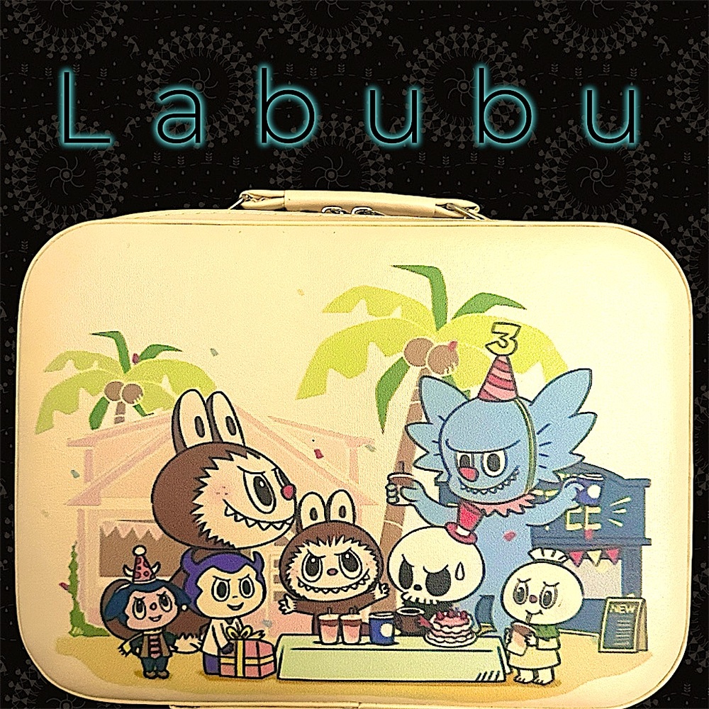 Labubu Monster’s Character Lunch Box/Cosmetics Case w/mirror. Light Beige. New.